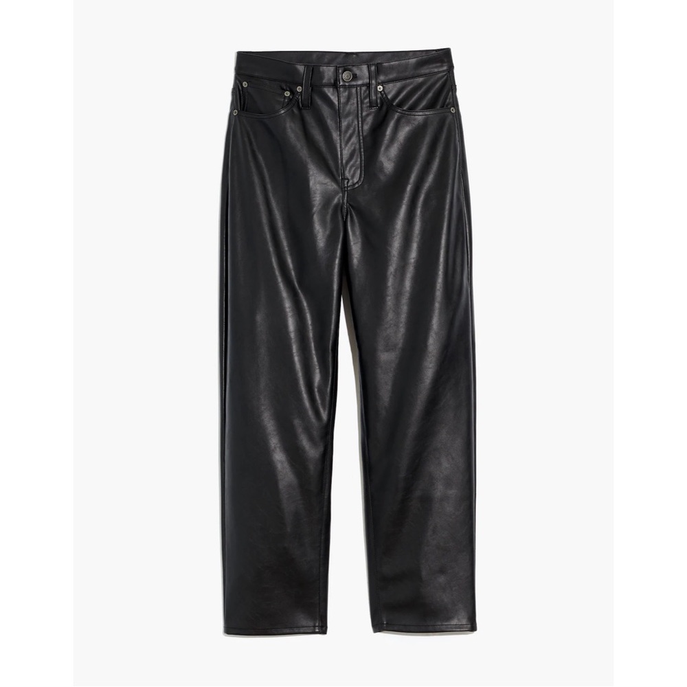 Madewell‎ The Perfect Vintage Straight Jean Vegan Leather Black High Rise 28